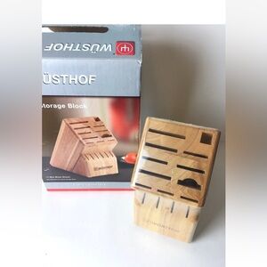 New Wusthof 15 Slot Knife Wooden Storage Block Light Colored Wood # 2265